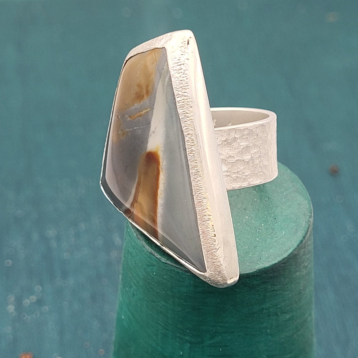 Statement-Ring mit Picture Jaspis