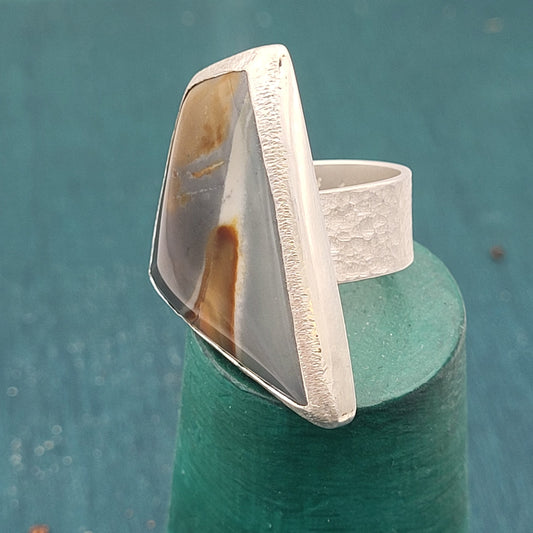 Statement-Ring mit Picture Jaspis