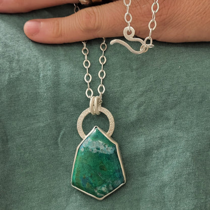 Chrysokoll - Silber - Anhänger mit Kette